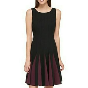Tommy Hilfiger contrast pleated fit & flare dress